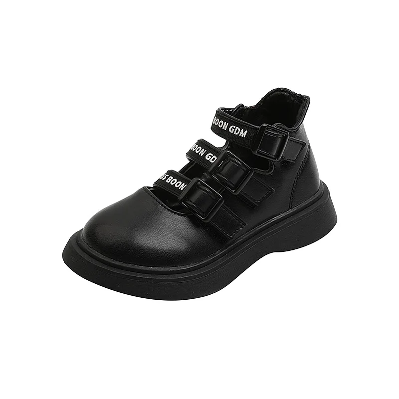 

2021 Spring and Autumn New Children Little Girls Retro Soft Bottom Rome Boots Round Toe Leather Princess Single Shoes 4-15yrs