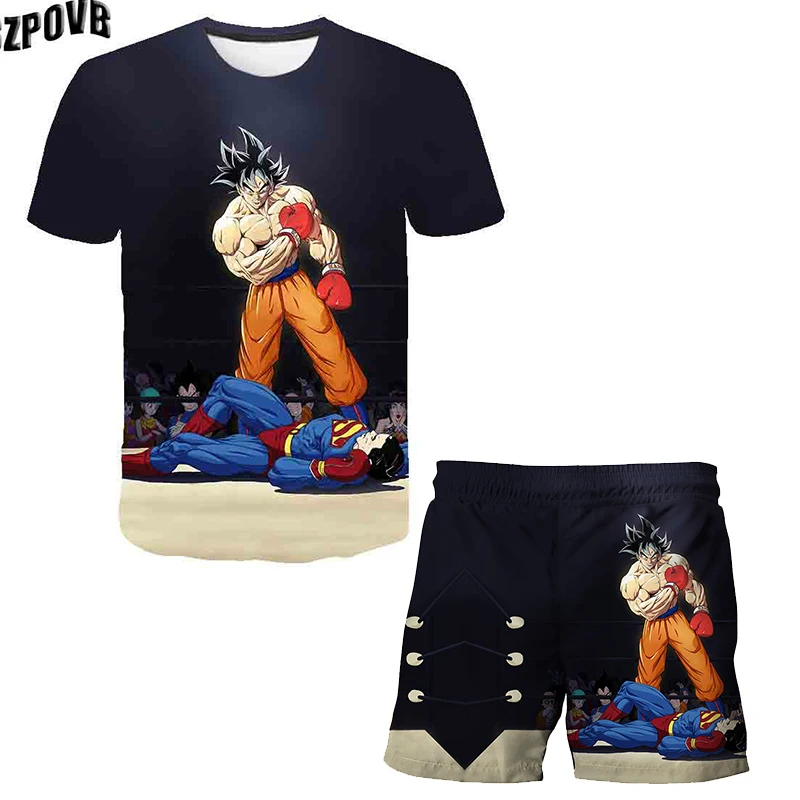 

Dragon-Ball Vegeta shirts Boys Pants Summer Short SleeveKids Clothes Japan Anime Boys T Shirt Shorts Children Clothing Sets 4-14