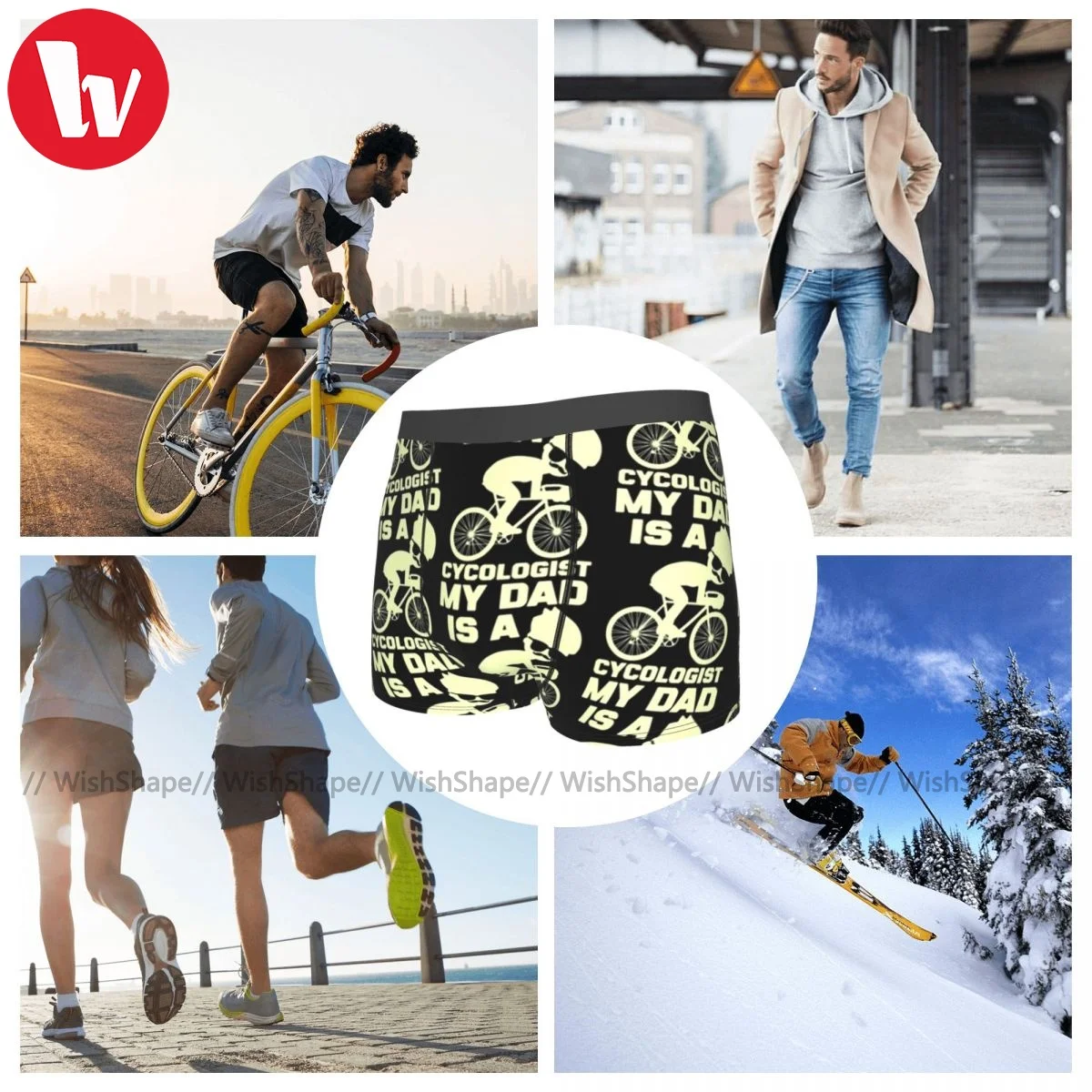 

Cycologist Underwear Hot Polyester Stretch Trunk Male Sublimation Print Boxer Brief