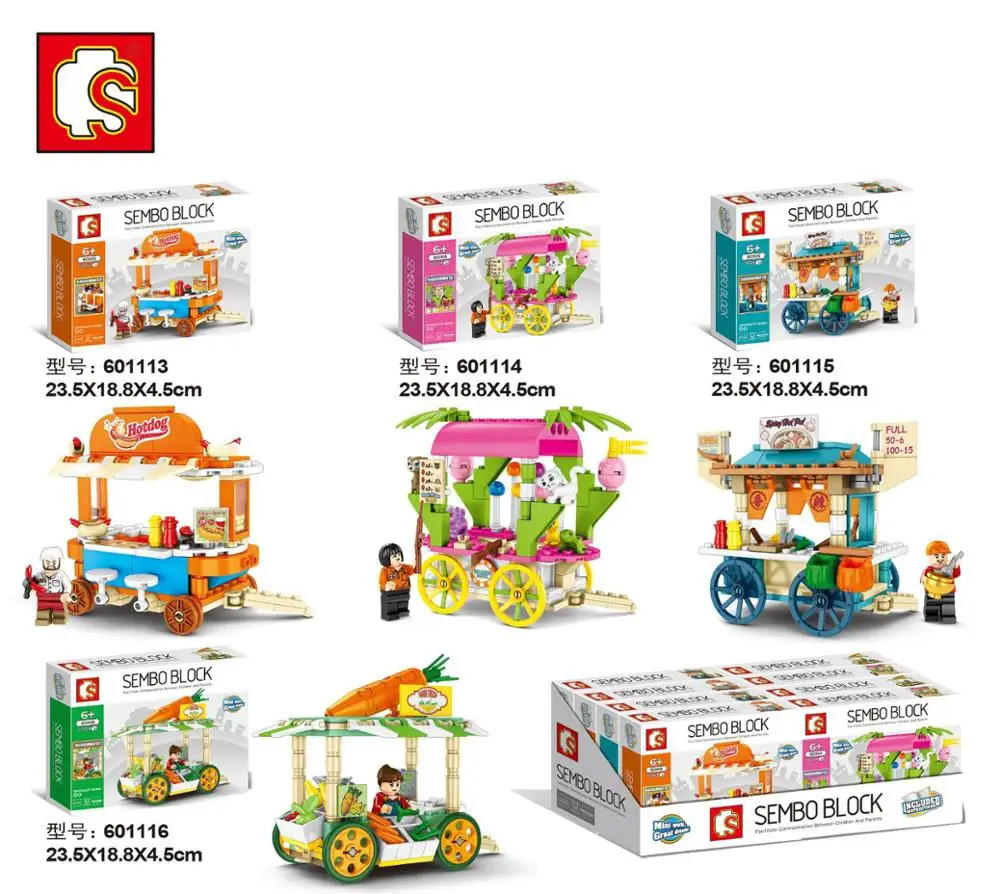 Блоки SEMBO уличный автомобиль сборный Овощной строительные игрушки магазин