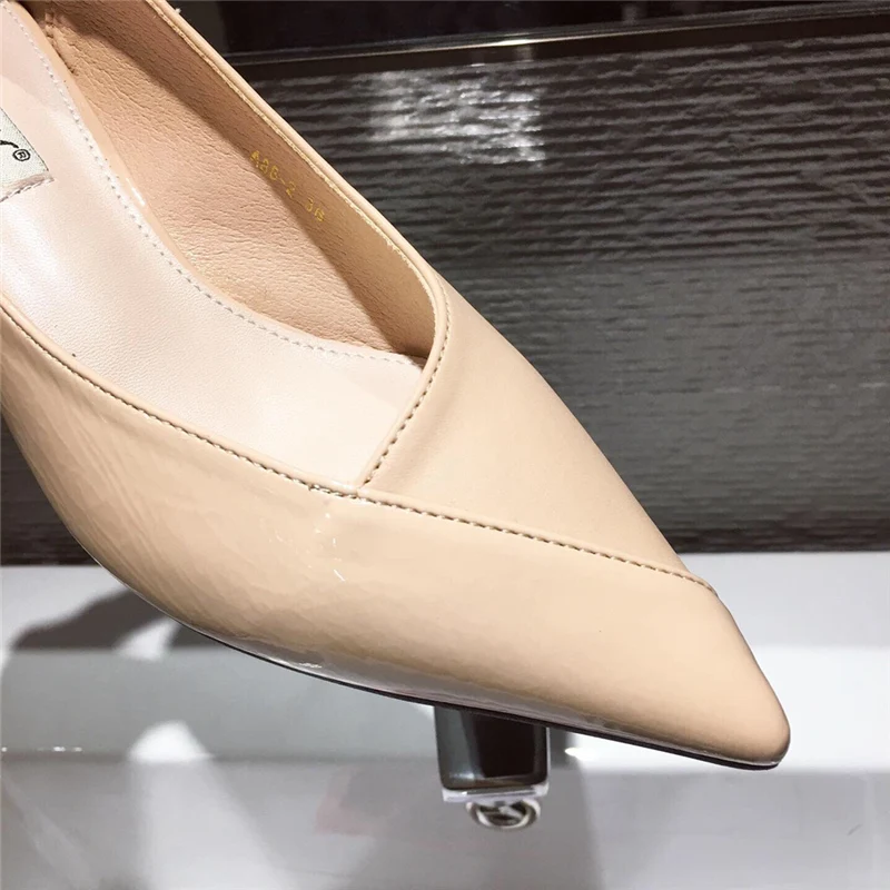 Модные женские туфли Цвет БЕЖЕВЫЙ открытые на высоком каблуке Классические