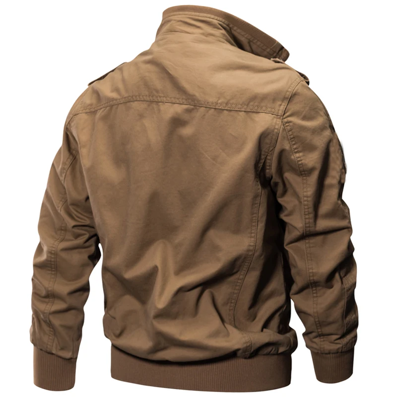 Куртка-бомбер мужская хлопковая в стиле милитари повседневная пилотная куртка