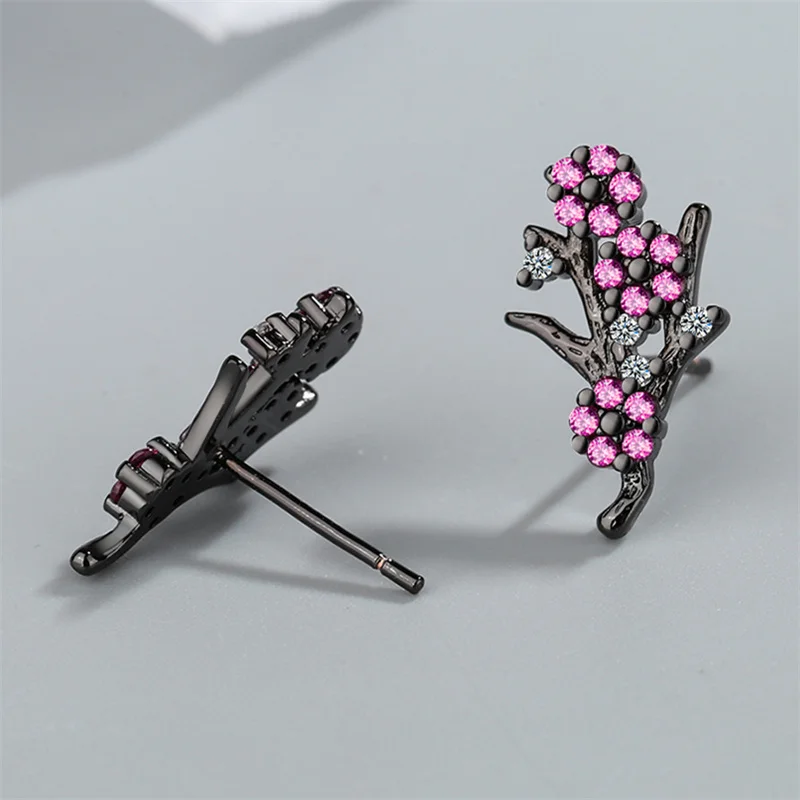 Милые серьги с ветками сливы набор колец для женщин ювелирное изделие