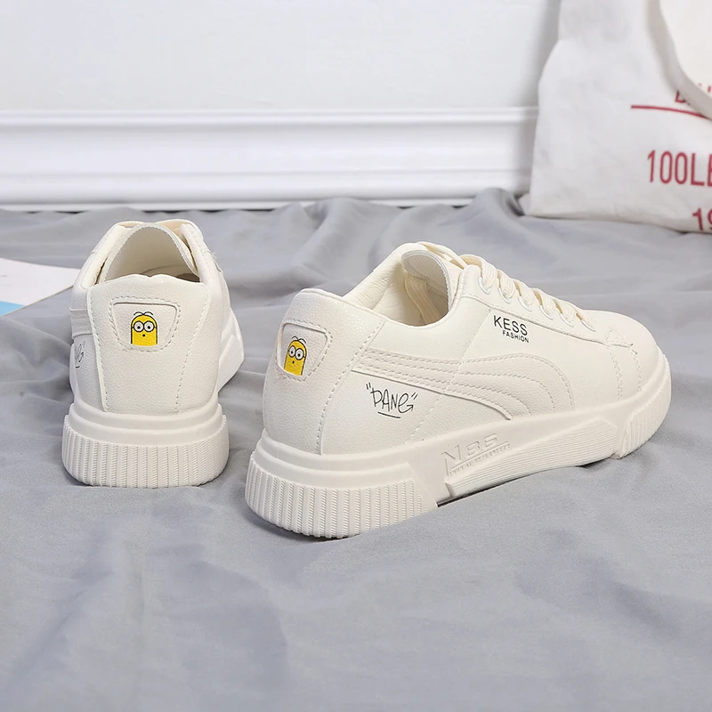 Новая модная мягкая кружевная кожа Повседневная маленькая белая обувь женские