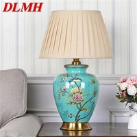 dlmh ceramic table lamp desk light luxury modern led pattern design for home bedroom living room