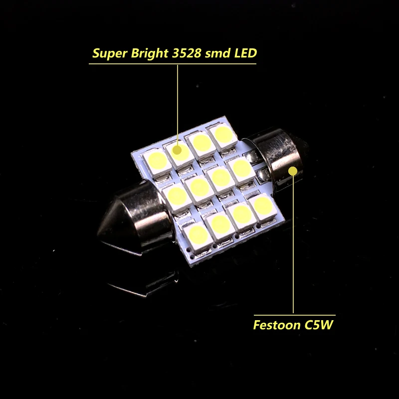 1 шт. 31 мм 12 SMD 3528 купольная гирлянда для салона автомобиля светодиодный