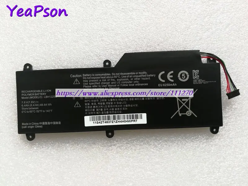 Yeapson 7 6 V 6400 мАч натуральная LBH122SE ноутбук Батарея для LG U460 Тетрадь G.AH5SK K.AH50K K.AH5DK