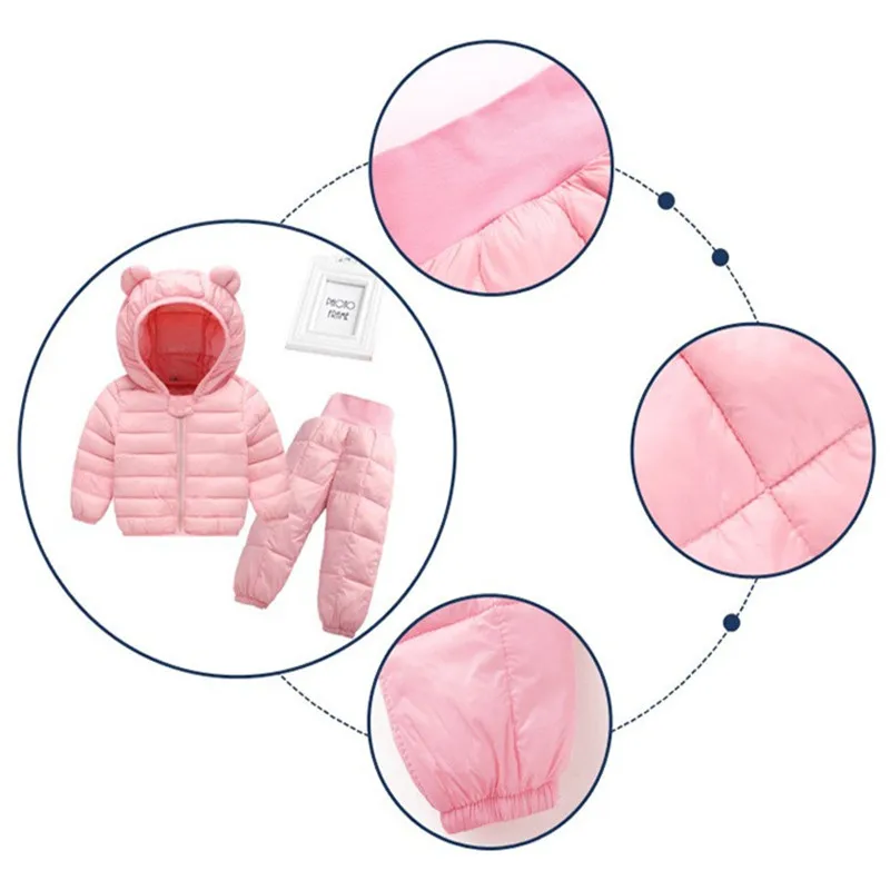 Baby Winter Coats Down Cotton Coat pants unisex Jacket kids Clothes Hooded infant For Boys And Girls |