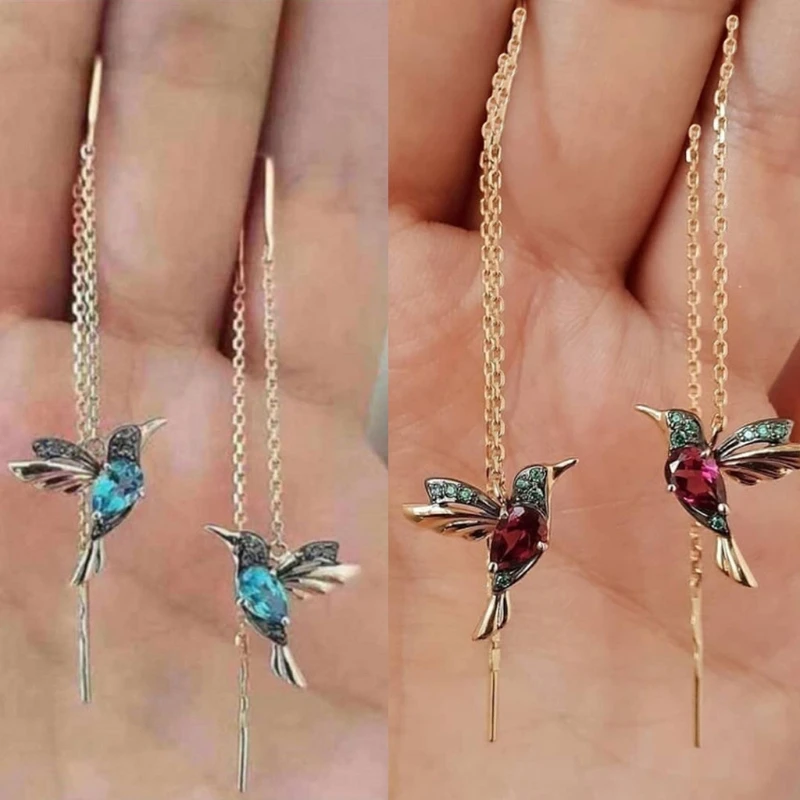 

Cute Flying Bird Long Tassel Earrings Crystal Bird Pendant Small Earrings Gift Jewelry for Women Tassel Drop Earrings