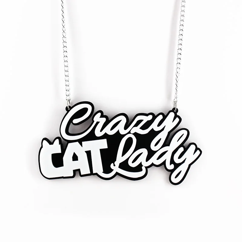 Женское Ожерелье в стиле панк CRAZY CAT ожерелье с большими надписями акриловая