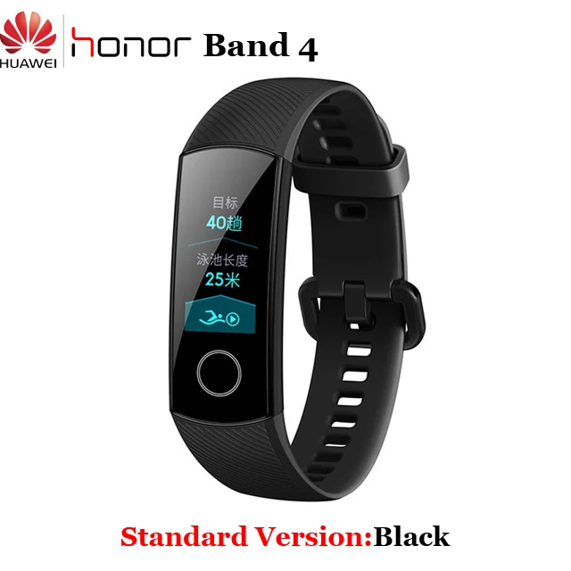 Black Умный Браслет huawei Honor Band 4 5 Amoled, цветной сенсорный экран 0,95 дюйма, для плавания, для обнаружения сердечного ритма, сна - Color: Black
