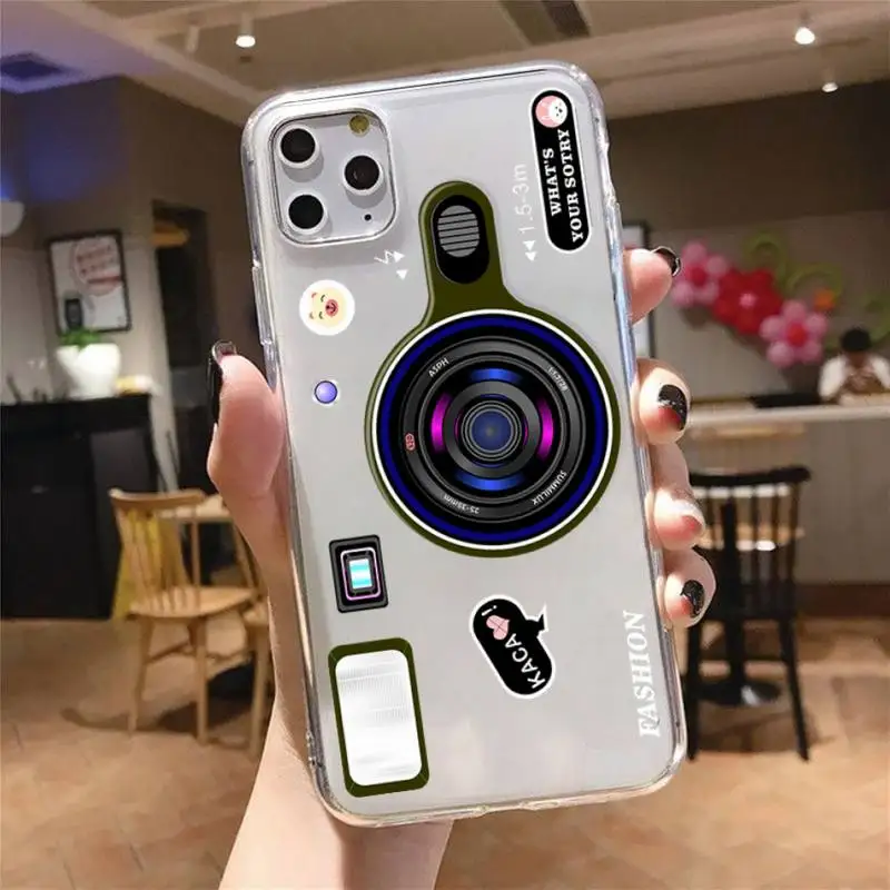 

Fashion luxury camera Phone Case Transparent soft For iphone 5 5s 5c se 6 6s 7 8 11 12 plus mini x xs xr pro max