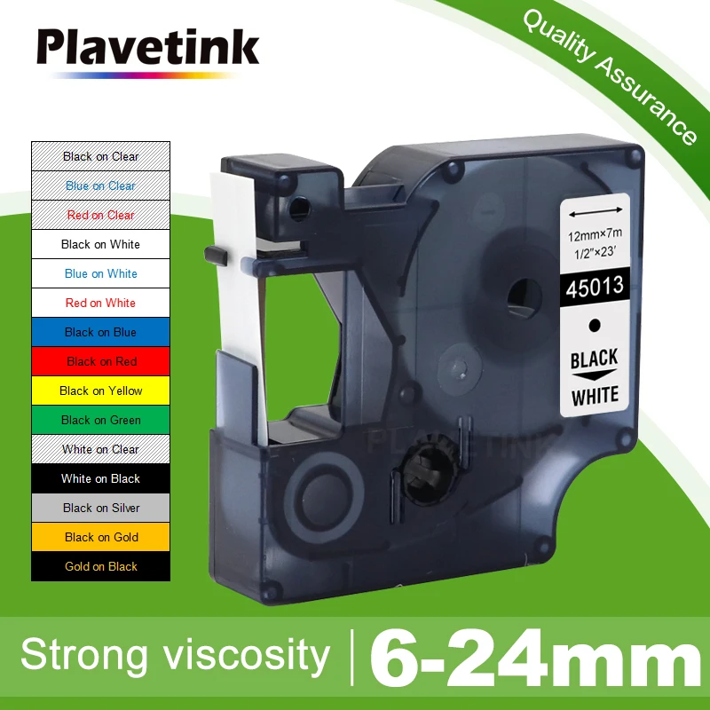

Plavetink Compatible for dymo D1 12mm tapes 45010 45013 40910 40913 43613 43610 Printer Ribbon for Dymo label manager LM160 210D
