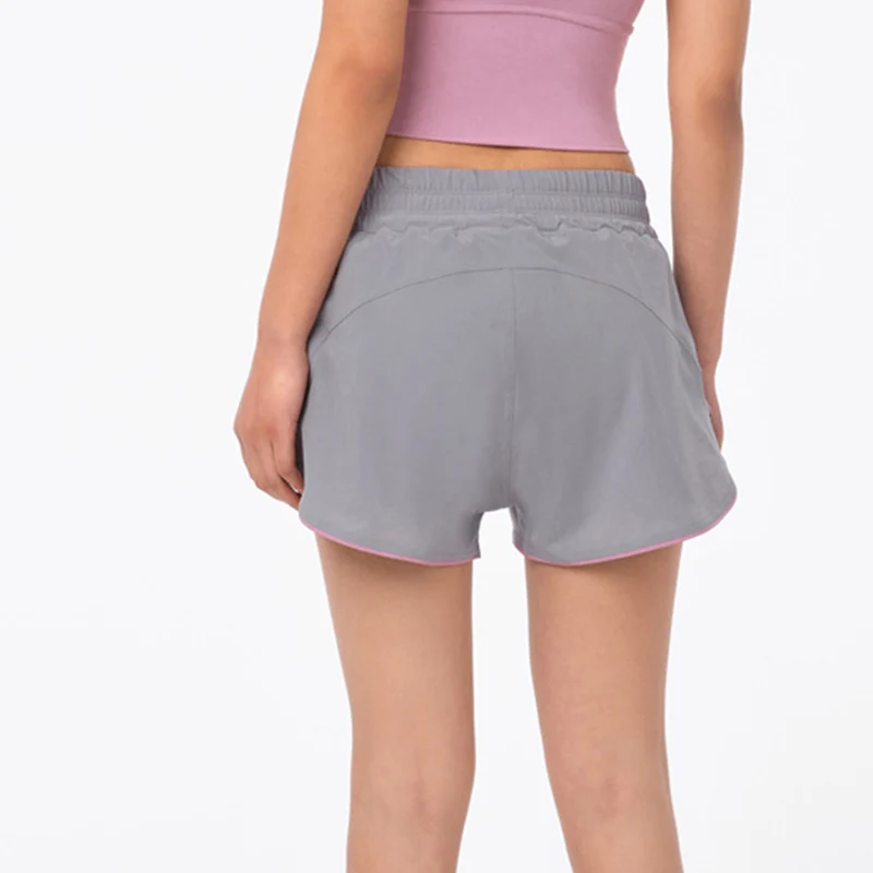 

Women Sport Yoga Shorts Solid Color Casual Workout Sportswear Fake Two Piece Running Athletic Jogging Shorts Quick Dry Trousers