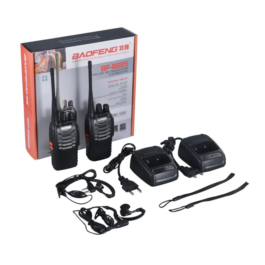 2 шт. VHF/UHF Baofeng BF 888S портативный fm приемопередатчик перезаряжаемая рация в двух