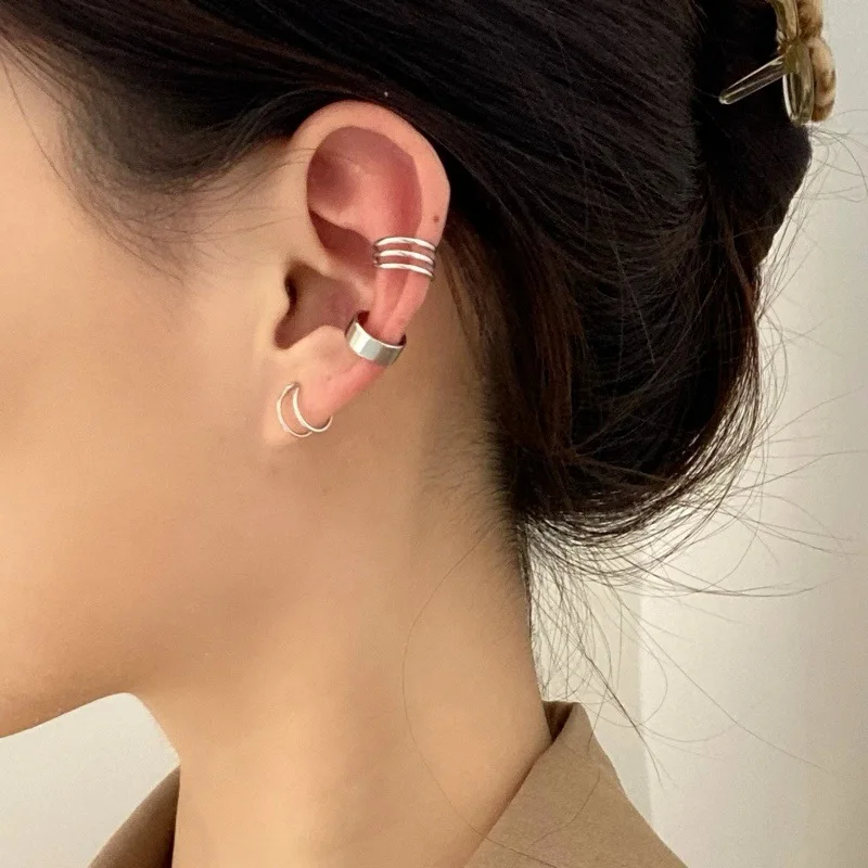 

Niche Three-piece Set Ear Clip Korean Petite Earrings Simple Ins Style Trendy Stylish Earrings Accessories Fashion Jewelry