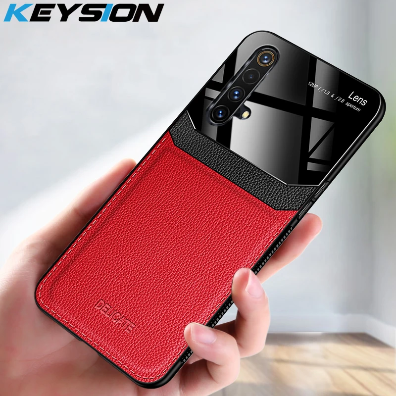 Чехол KEYSION противоударный для Realme X50 X2 Pro XT X кожаный чехол накладка с линзами и