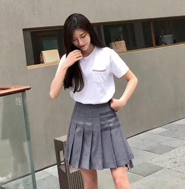 

fashion brand 2021 tb skirt women wool striped mini pleated skirt girl preppy style short shirt lady Asymmetry JK uniform
