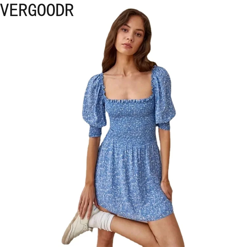 

Summer Women Dress New Bohemian V-Neck Printed Button Fashion French Retro Outdoor Beach Casual Soft Comfy Ladies Dresses 2021