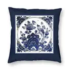 Голландская синяя винтажная Подушка Delft с птицами и цветами, искусственные подушки для дивана, квадратная наволочка