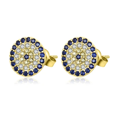 yellow gold TONGZHE серьги-гвоздики для женщин модные ювелирные изделия 925 пробы серебро с голубым камнем CZ розовое золото серьги для девочек - Окраска металла: yellow gold