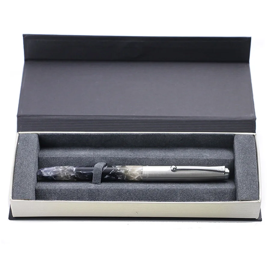 gray Высококачественная перьевая ручка Jinhao 51a из органического стекла, 0,38 мм, очень тонкая, с подарочной коробкой, школьные офисные принадлежности - Цвет: gray