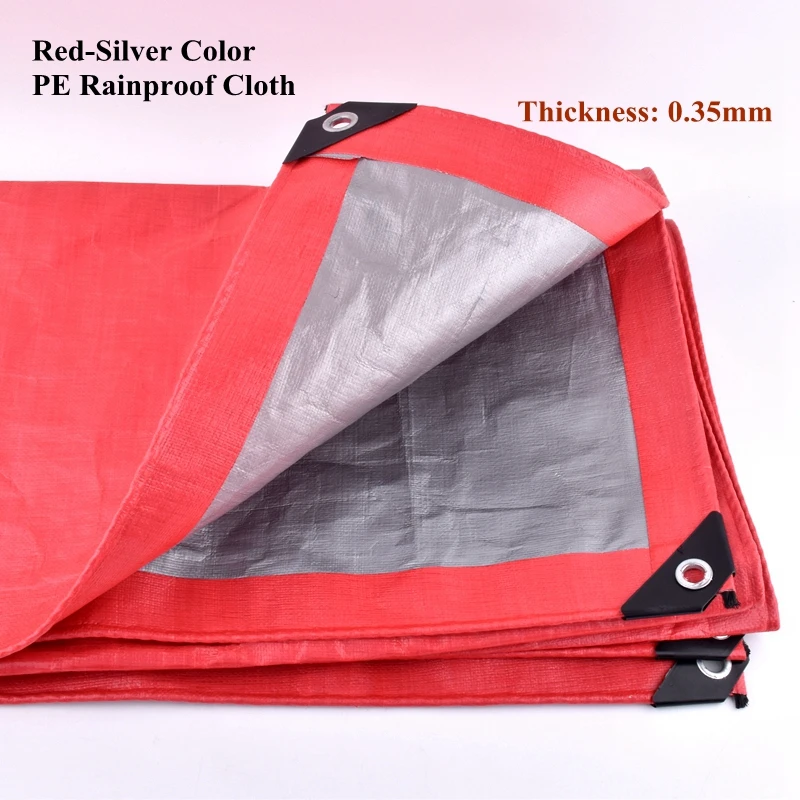 

0.35mm Red-Silver PE Rainproof Cloth Outdoor Tarpaulin Wedding Ceremony Canopys Waterproof Sun Shading Sails Dog House Shelter