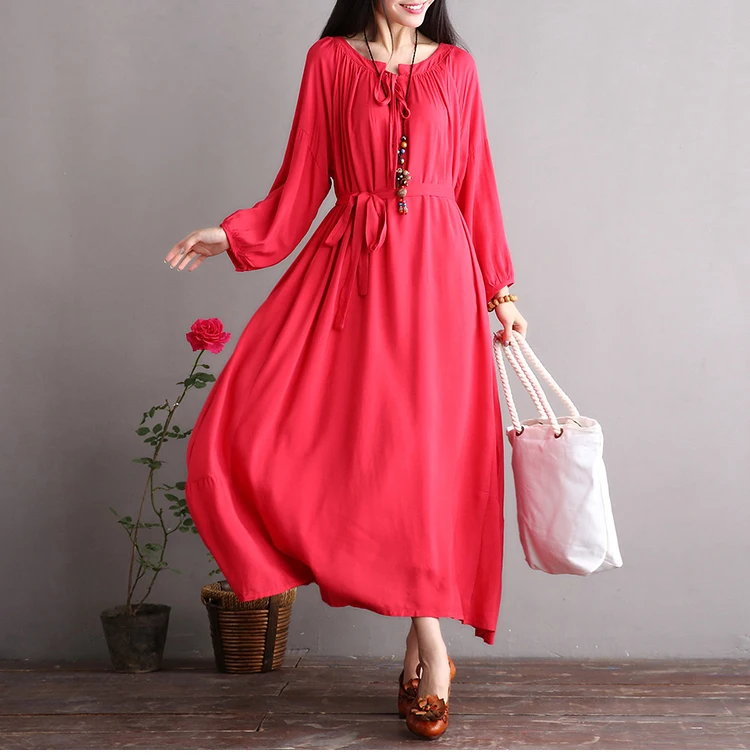 Женское длинное платье в Корейском стиле на весну и лето белое красное