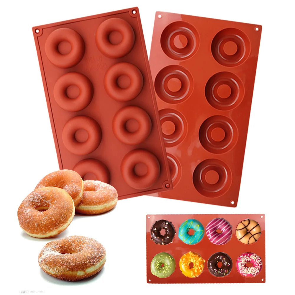 

Creativity 8-Hole Donut Baking Mold Soft Silicone Cupcake Chocolate Cookie Doughnut Dessert Round Mould Baking Tools Cookware