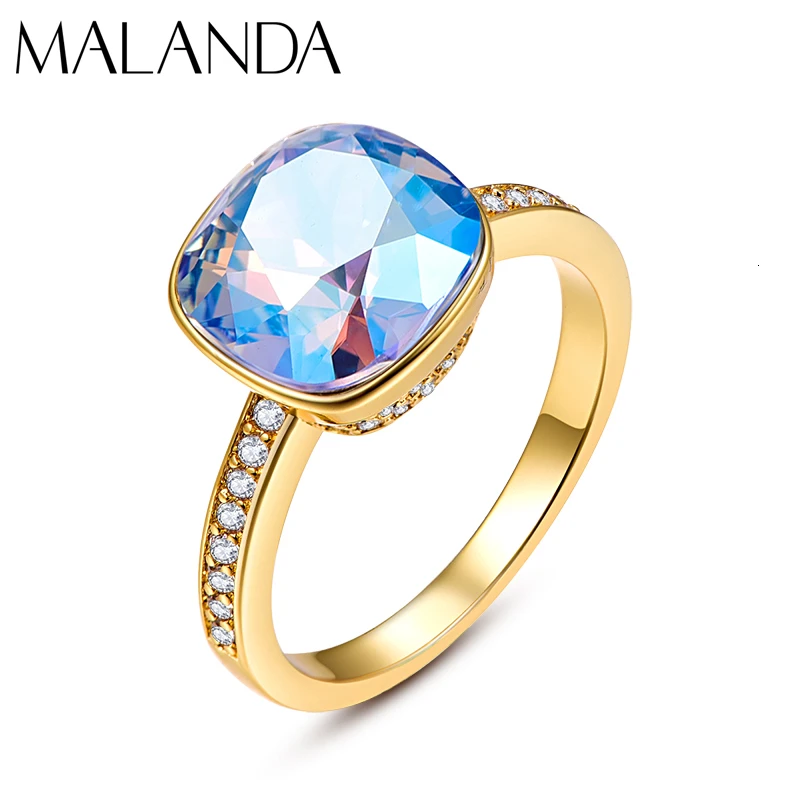 Роскошные кольца Malanda с кристаллами SWAROVSKI для женщин, Новые Модные Элегантные кольца для свадебной вечеринки, ювелирные аксессуары, подарок для мамы и девочки - Цвет основного камня: 211SHIM