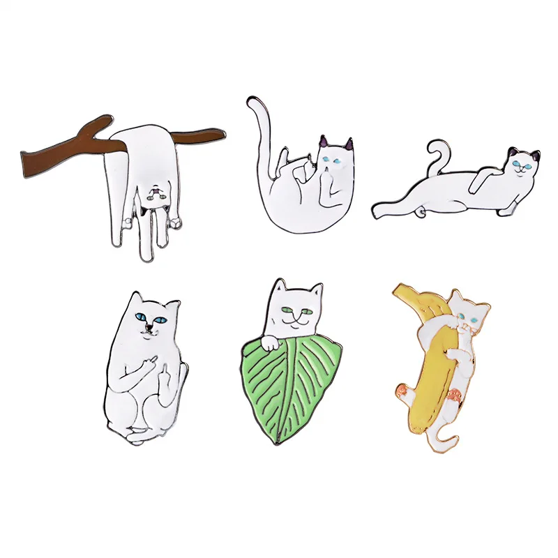 

MIX DESIGNS New cartoon lovely creative personality posture strange base cat alloy brooch label pins cool stuff WHOLESALE