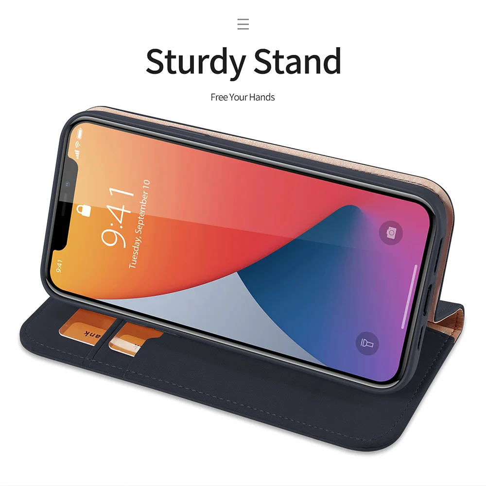 

Durable Genuine Leather Case For iPhone 12/ Pro/ Max Luxury Flip Stand Wallet Phone Case For iPhone 12 Pro Max Card Holder Cover