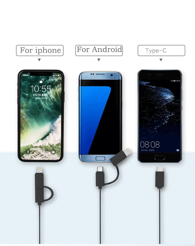 Автомобильное зарядное устройство 3 в 1 выдвижное адаптер для быстрой зарядки