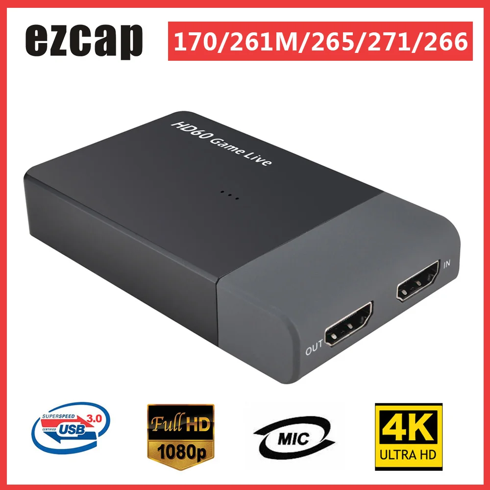 Ezcap170/261M/265/271/266 HD видеозахват 1080P для игр прямой трансляции видео конвертер с