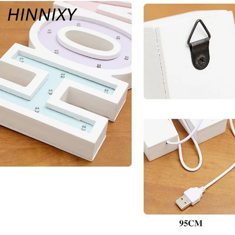 Hinnixy Золотой Деревянный светодиодный ночник A Z знак Алфавит лампа конфетного
