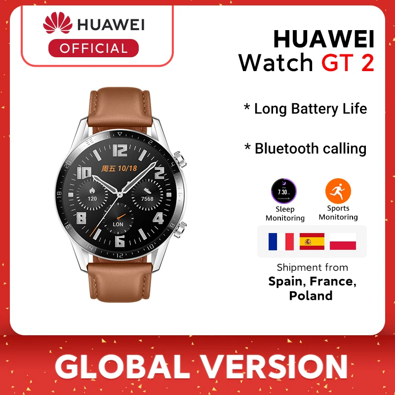 Special Offers In Stock Original HUAWEI Watch GT 2 GT2 Smart 46MM GPS Bluetooth Phone Call Blood Oxygen Heart Rate For Android iOS