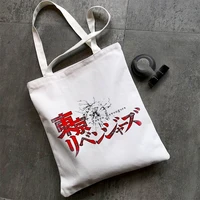 tokyo revengers shopper bag shopping bag graphic tote harajuku women canvas shoulder bag female collapsible eco large capacity