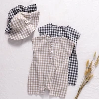 baby girls clothes infant baby boys girls plaid sleeveless cotton jumpsuithat summer toddler baby boys girl romper