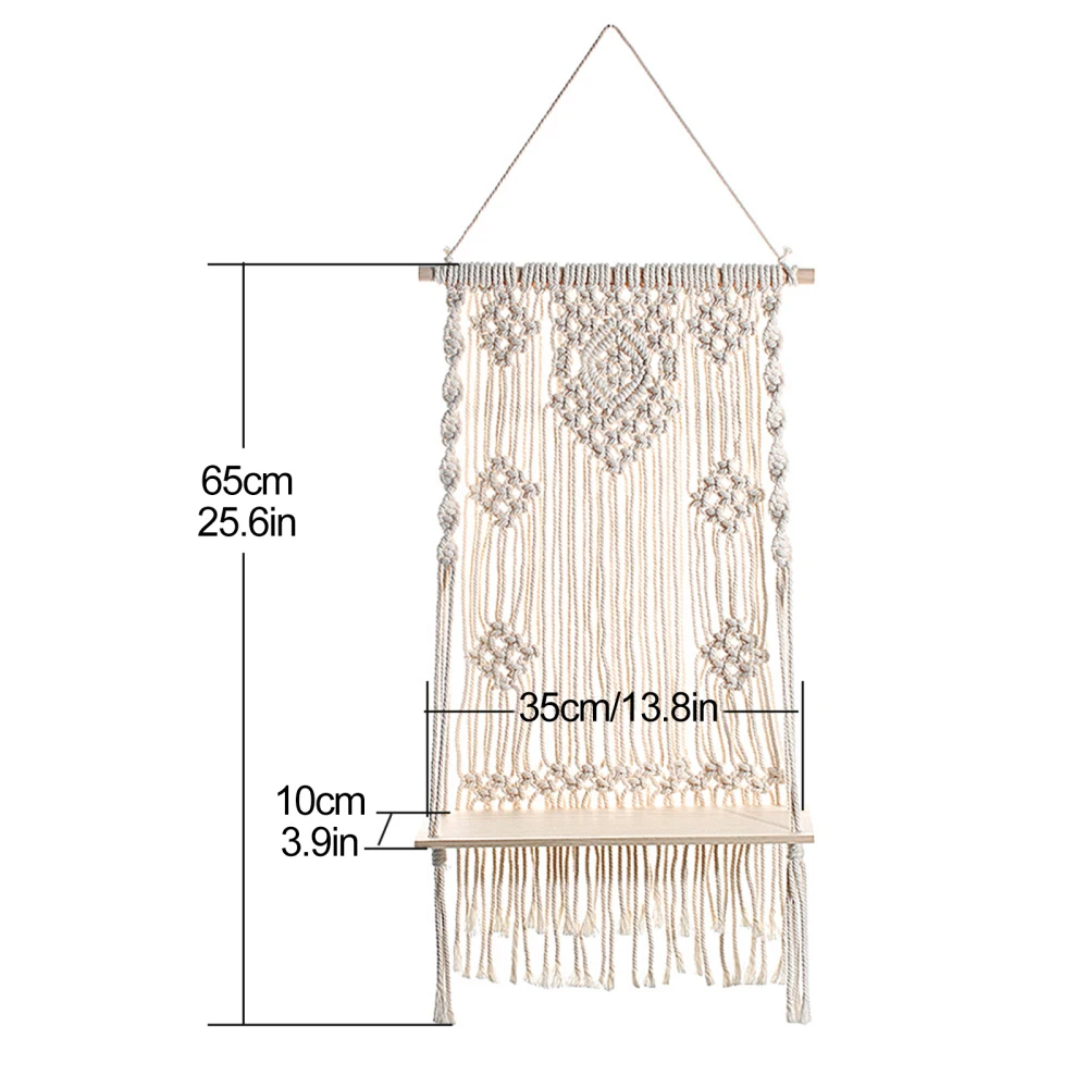 Soporte para maceta de flores para colgar en la pared, estante de almacenamiento de tapiz bohemio, dise&ntilde;o &uacute;nico hecho a mano, 36x65cm, decoraci&oacute;n Bohemia para el hogar-1