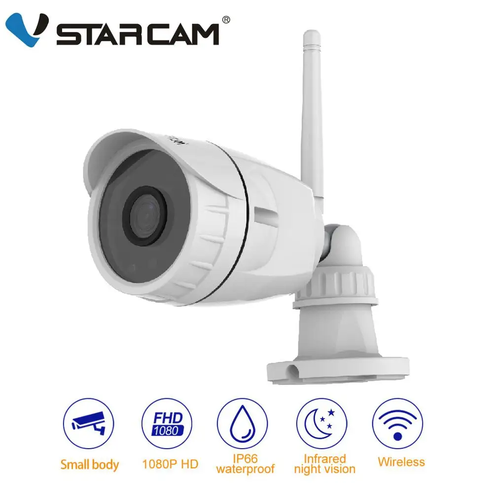 Наружная водонепроницаемая IP камера 1080P 2 МП беспроводная цилиндрическая с Wi Fi