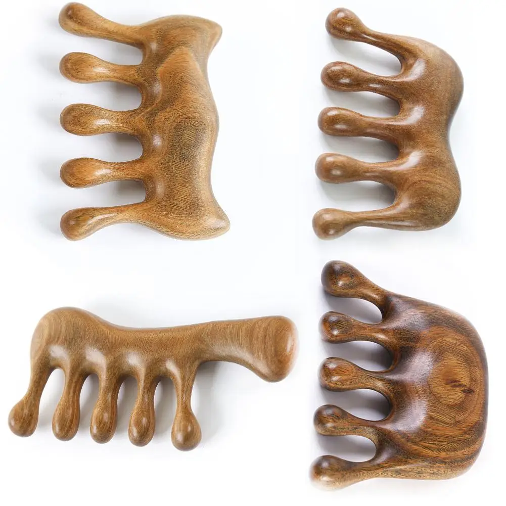 5-зубчатая широкоформатная мини-гребень из эбенового дерева массажный ручной