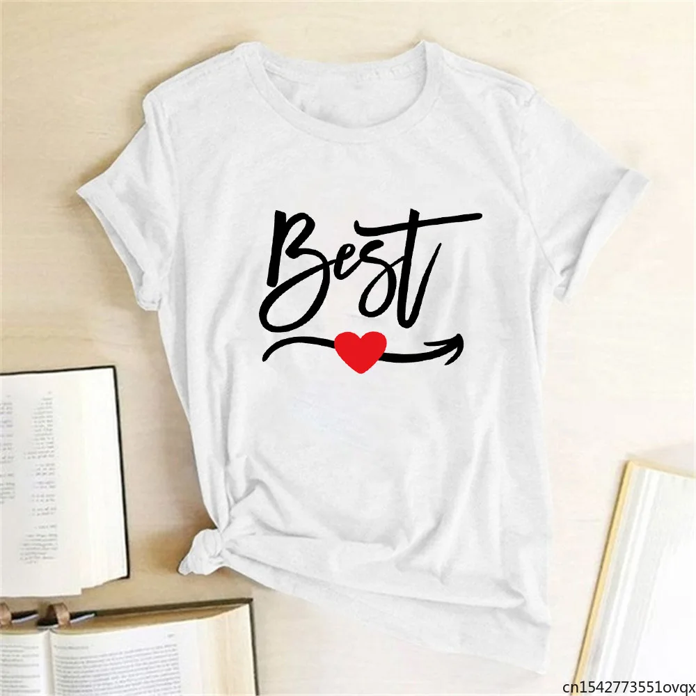 

Best Friends Women T Shirt Fashion Short Sleeve O Neck Sister T-shirt Graphic Tees Shirt Female Sister Outfit Woman Tops