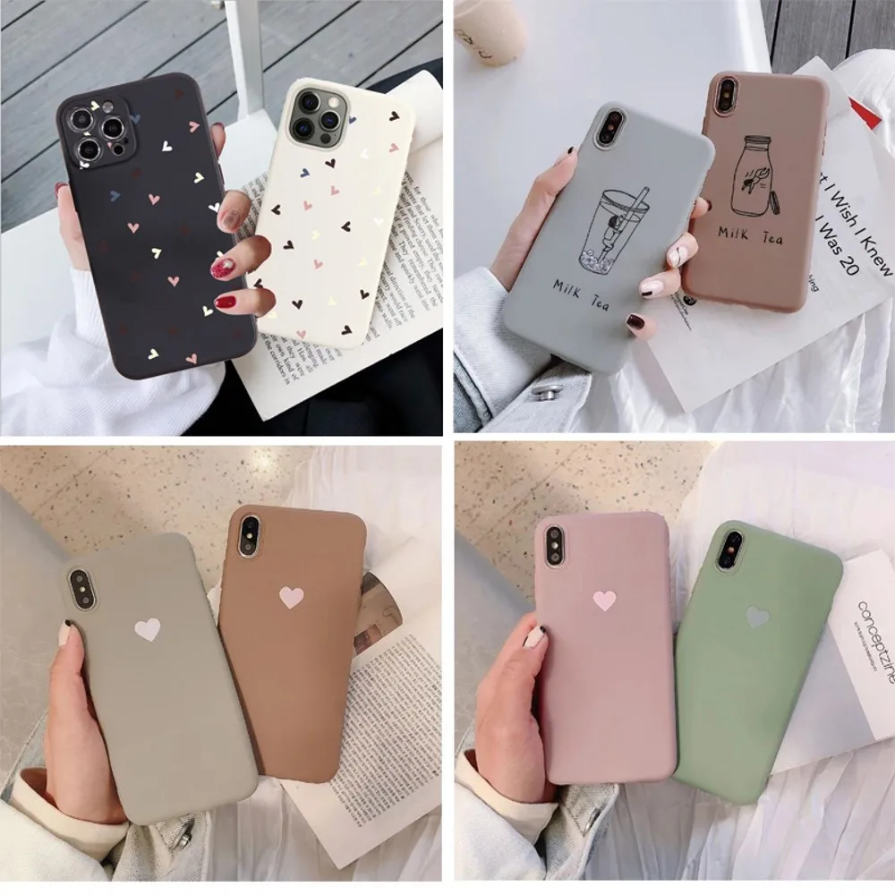 Чехол для телефона из ТПУ iPhone 12 XR XS 7 8 Plus 6 6S SE 2020 12pro чехол с сердцем мультфильма