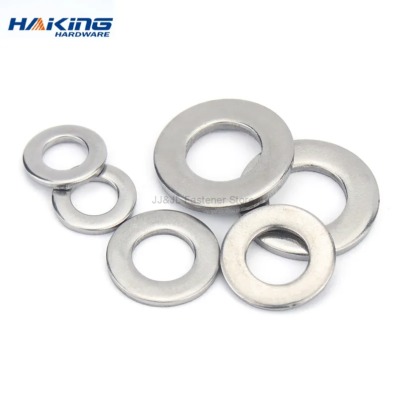 1/100pcs Flat Washer M2 M2.5 M3 M4 M5 M6 M8 M10 M12 M14 M16 M18 M20 M22 M27 Stainless Steel Washers Plain Washer Gaskets DIN125