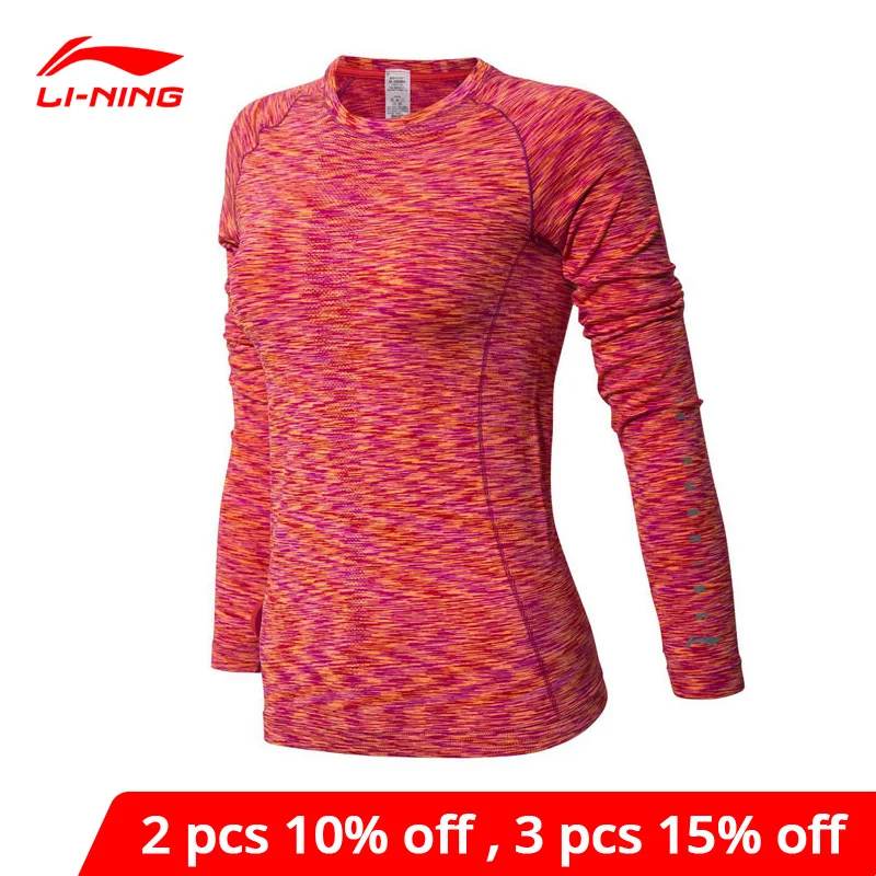 Женская футболка для бега Li Ning с длинным рукавом бесшовная тонкая подкладка li ning