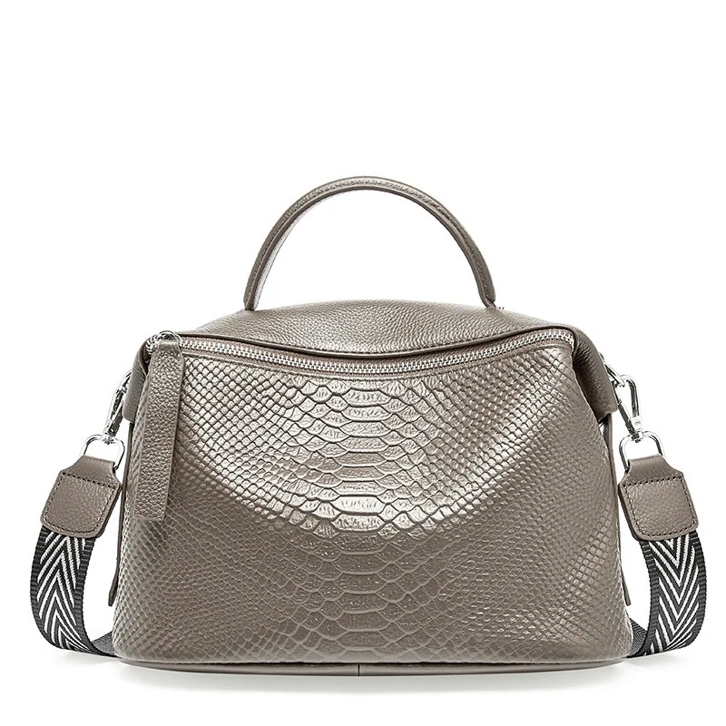 

100% Genuine Leather Crocodile pattern Classic Black Women's Brand Hand Bag Fashion British Boston Bag Shoulder Messenger Bags
