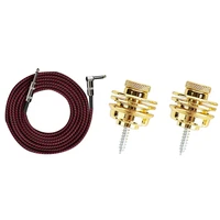 2 pcs guitar strap lock button quick release strap retainer system with guitar audio cable connecting line