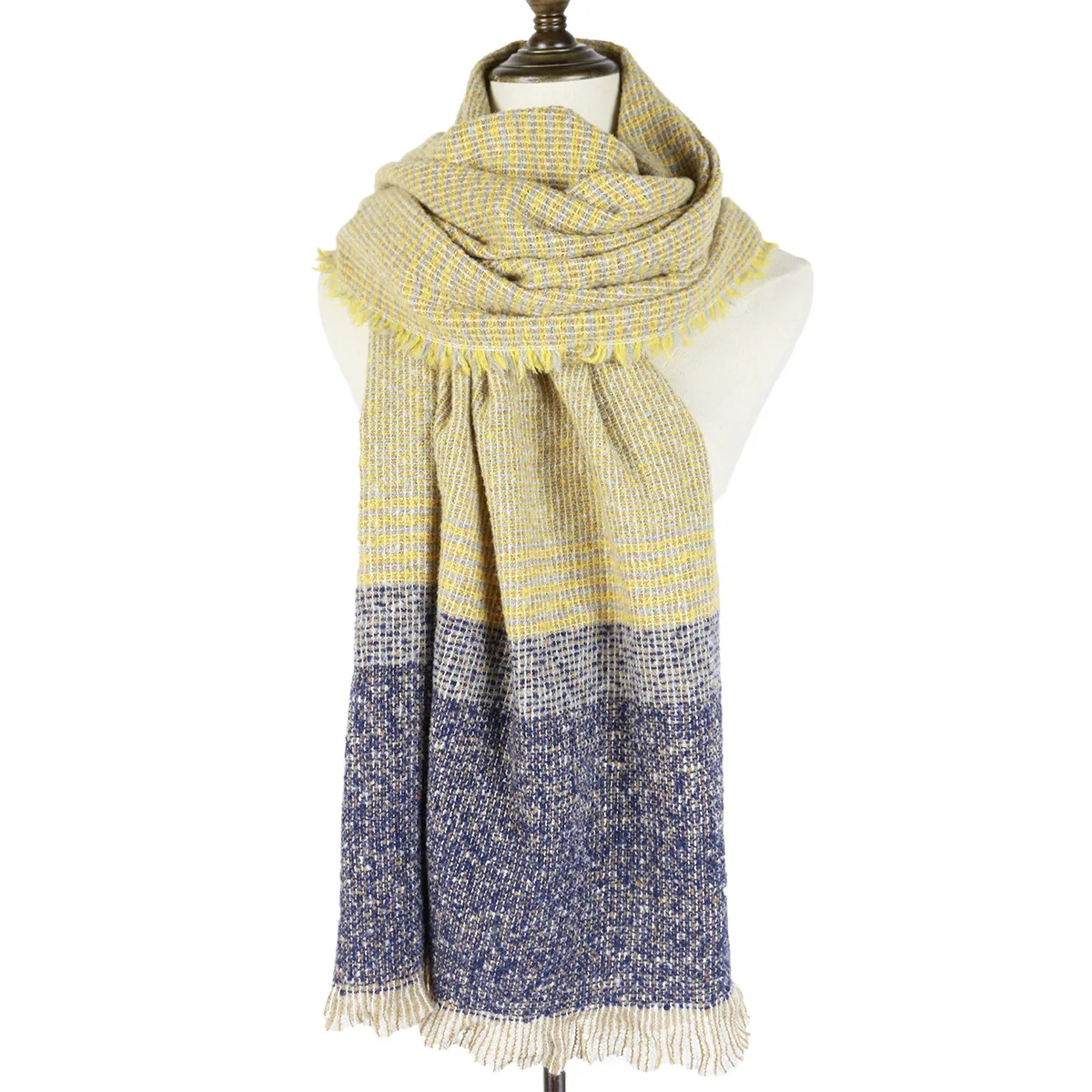 Зимние теплые шали шарфы длинные палантины мягкий пэчворк тканый палантин