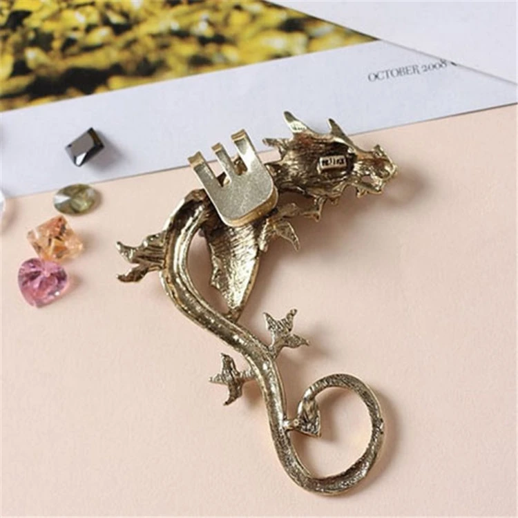 Без отверстия для ушей клип серьги с драконами левого уха Античная