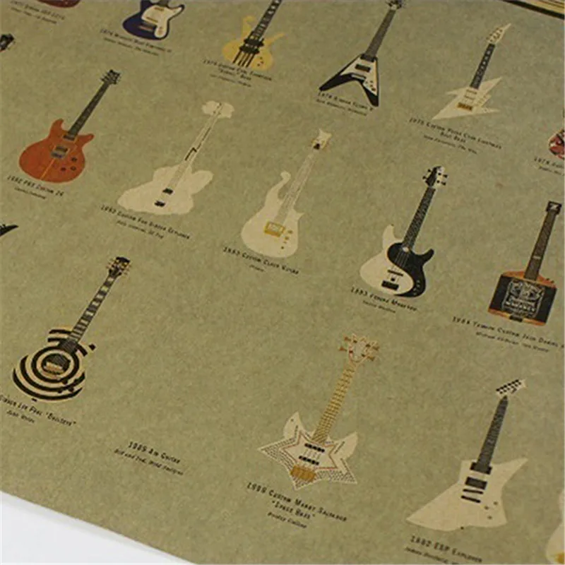 2019 New Hot Sale High quality Home Decoration Vintage Style Musical Guitar Pattern Picture Kraft Paper Poster | Дом и сад
